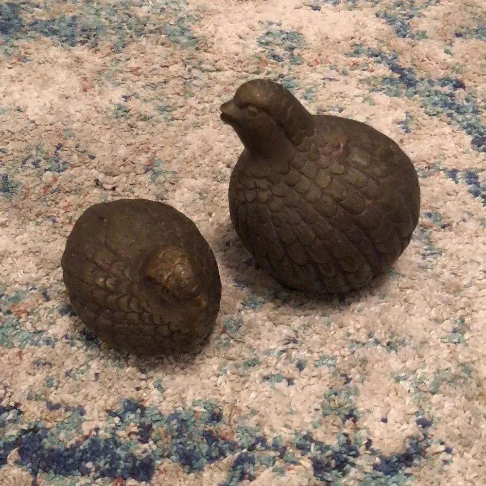Vintage Brass Pheasant Quail Birds MCM Hollow